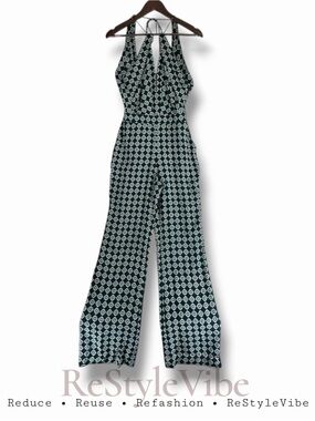 DIANE VON FURSTENBERG Women’s Size 0 Romper Halter Style Silk Pantsuit Pockets